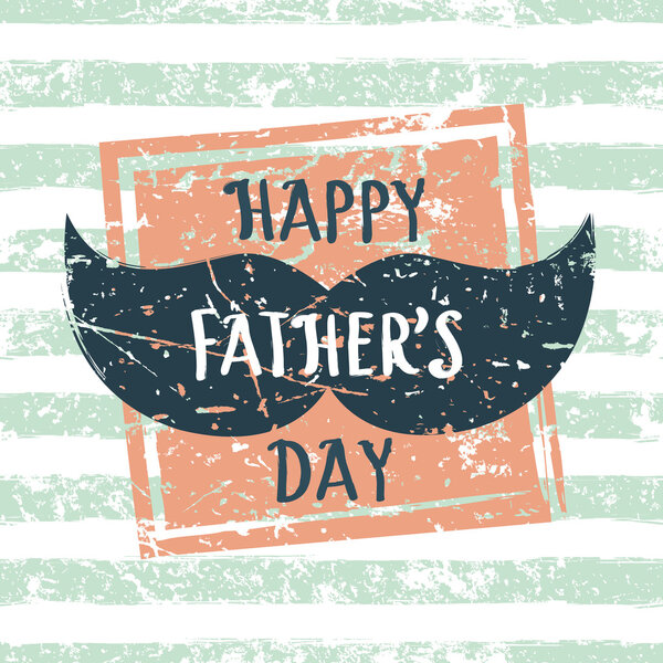 Happy Fathers day, vector greeting card. Stripe seamless pattern