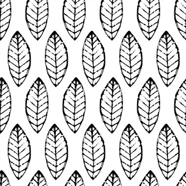 Watercolor hand drawn vector leaf seamless pattern. Abstract gru