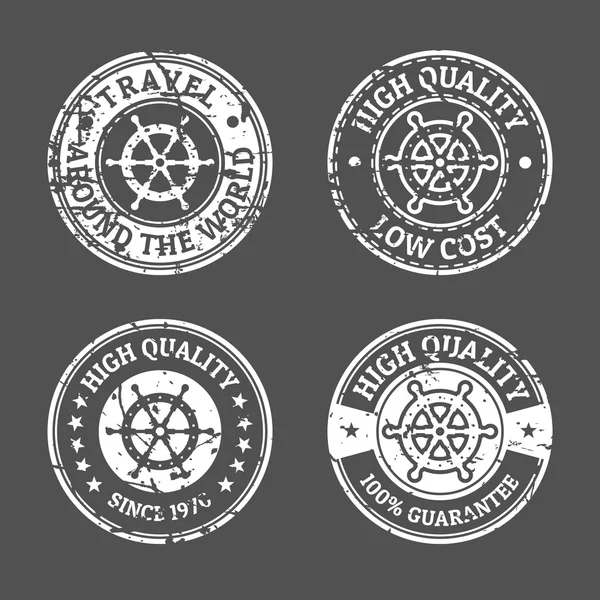 Set of grunge vintage style sea and summer nautical signs, badge — Stock Vector
