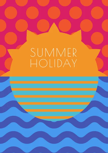 Vector verano creativo fondo, sol multicolor, cielo y mar w — Archivo Imágenes Vectoriales