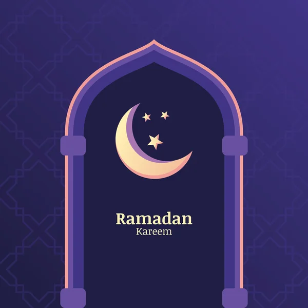 Ramadan Kareem de fundo vector com o céu noturno, lua, estrelas no — Vetor de Stock