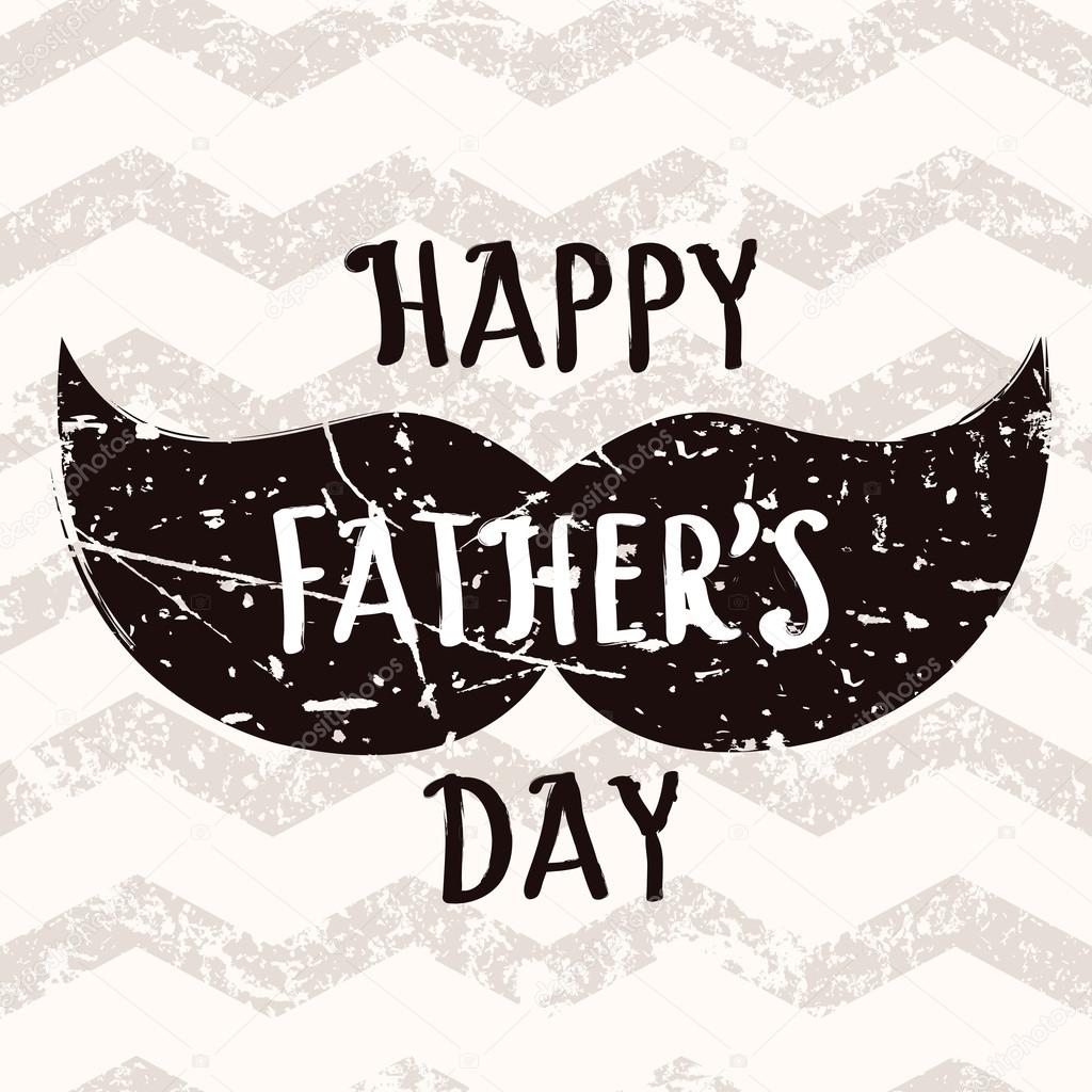 Happy Fathers day, vector greeting card. Zigzag seamless pattern