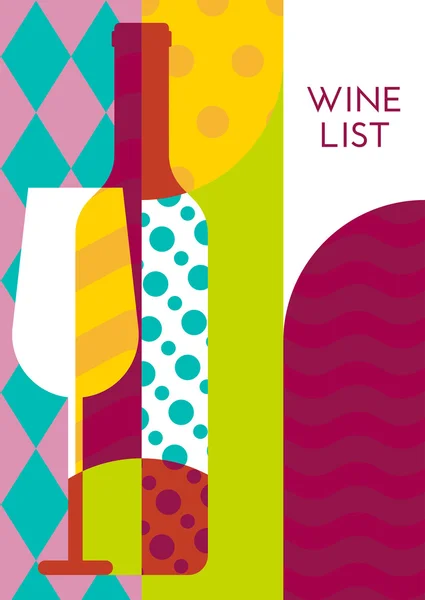 Bouteille de vin créatif, en verre avec motif multicolore. Vector abst — Image vectorielle