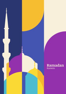 Ramazan vektör tebrik kartı Camii silueti ile. Soyut