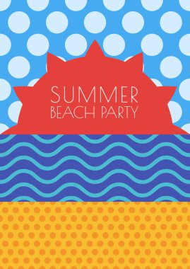 vektör yaz plaj arka plan. Güneş, gökyüzü, deniz ve kum dikiş ile