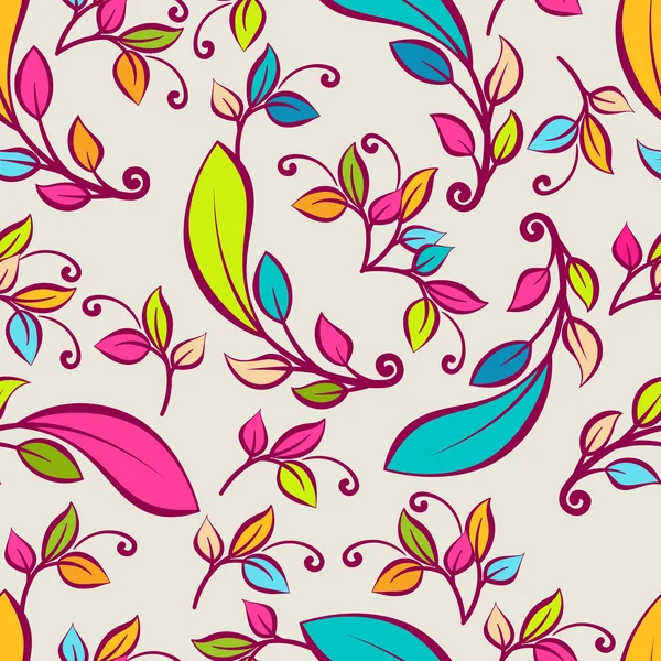 Vector seamless pattern with multicolor decorative leaves. Vecto — Archivo Imágenes Vectoriales