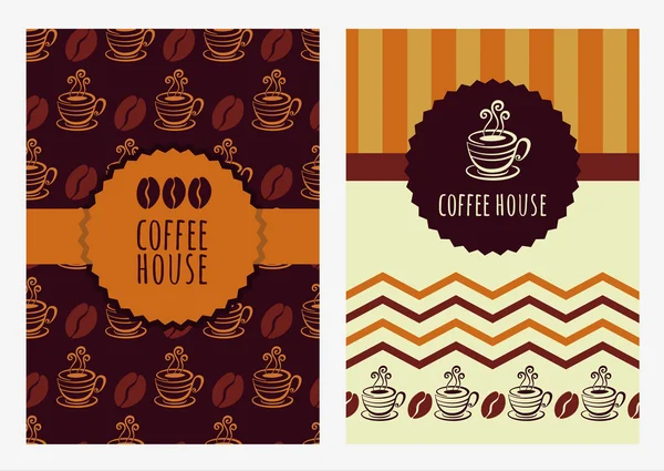 Set of vector background template. Seamless pattern with coffee — Διανυσματικό Αρχείο