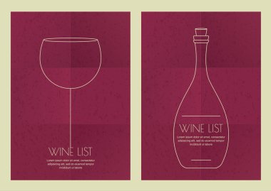 Soyut hat illüstrasyon, Şarap kadehi ve grun şişesinde