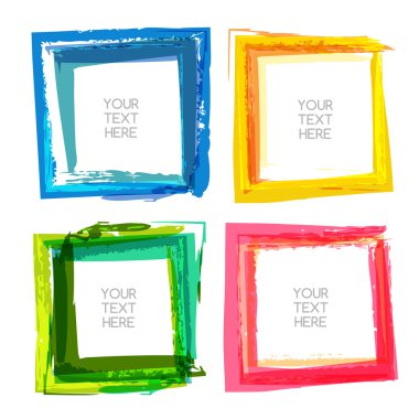 Vector watercolor brush background. Set of multicolor abstract s