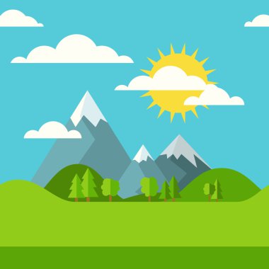 Vector summer or spring seamless landscape background. Green val