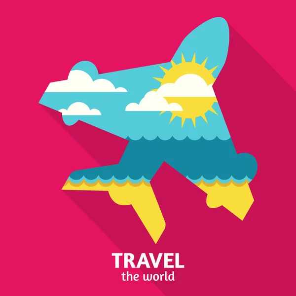 Vector summer travel colorful abstract background with place for — ストックベクタ