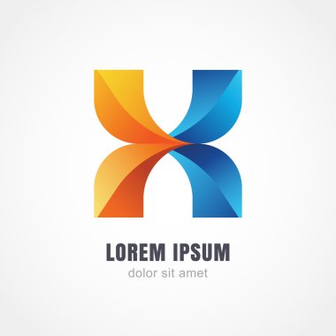 Abstract multicolor logo icon design. Letter X from intertwining