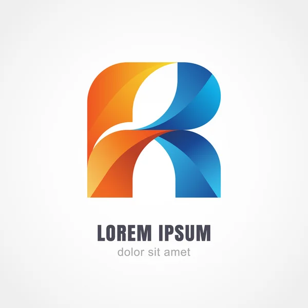 Abstract multicolor logo icon design. Letter R from intertwining — Διανυσματικό Αρχείο