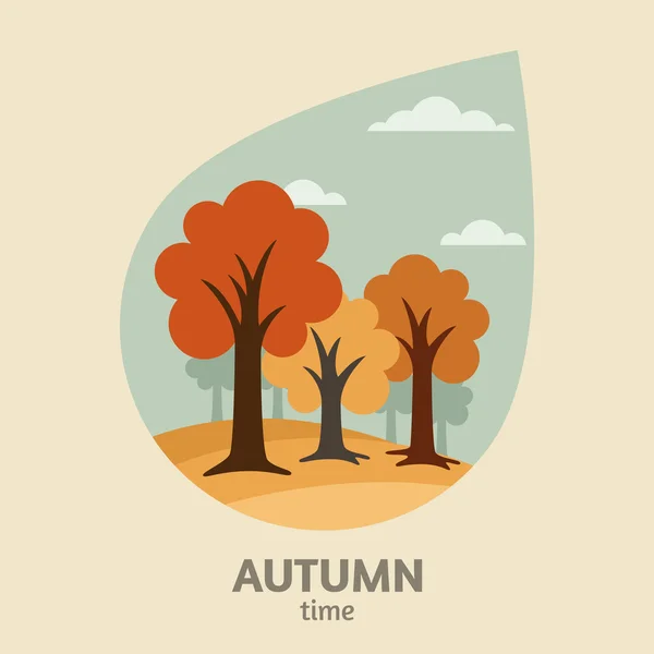 Vector autumn landscape background. Yellow trees park in leaf sh — Stock Vector