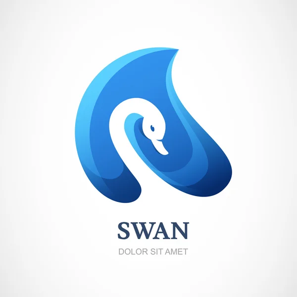 Beautiful blue vector swan silhouette, abstract vector logo temp — Stock Vector