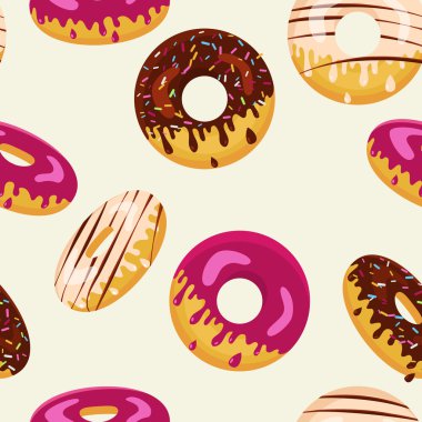 Çikolata, beyaz ve pembe tatlı taş ile vektör seamless modeli