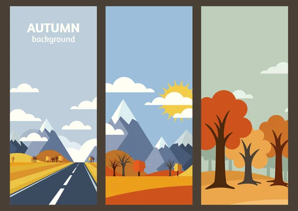 Set of vector autumn landscape banner with place for text. Flat — Stock Vector