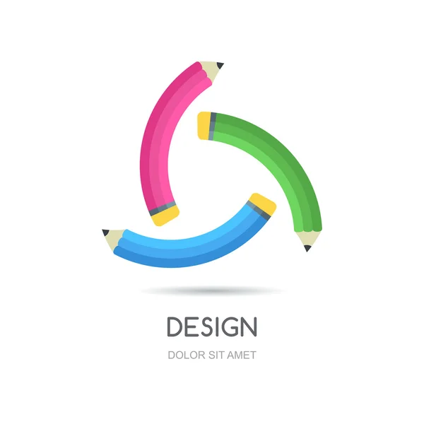 Vector geschleift kreative Logo-Design-Vorlage. Multicolor Bleistift i — Stockvektor
