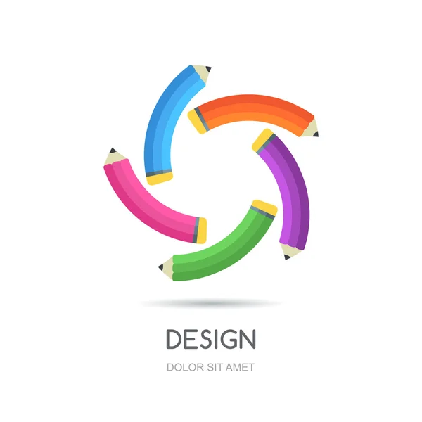 Векторна петля креативного шаблону дизайну логотипу. Різнокольоровий п'ять ручок — стоковий вектор