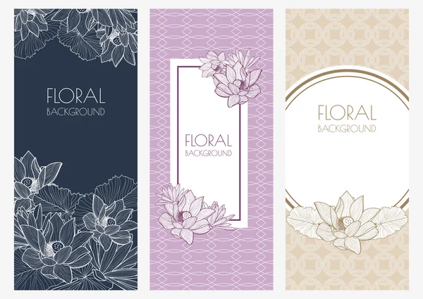 Set of vector floral banner backgrounds and seamless pattern. Vi — Διανυσματικό Αρχείο