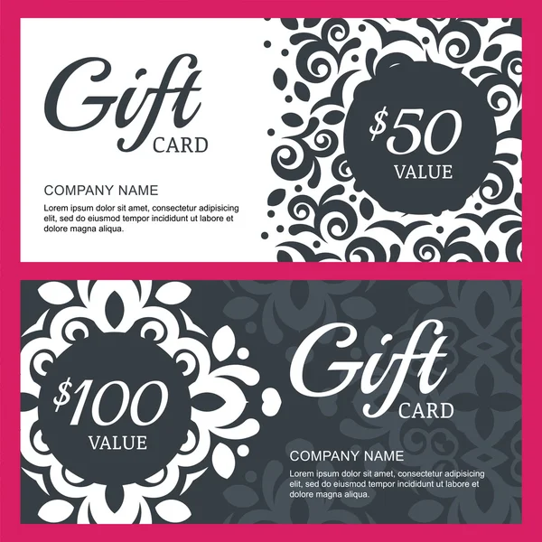 Vector floral gift voucher or card background template. Vintage 