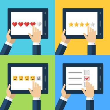 Vector set of flat computer icons. Concept for customer service,