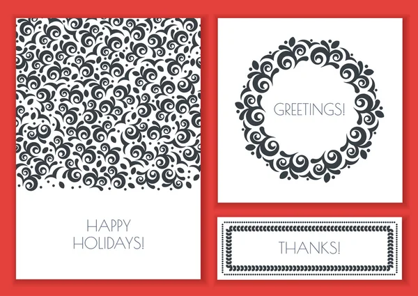 Set of vector floral greeting cards template. Vintage decorative — Stockový vektor