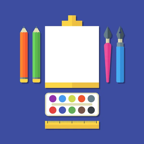 Creative flat illustration of tools, art supplies for design, dr — 图库矢量图片