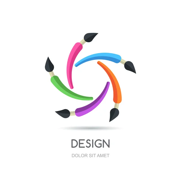 Vector geschleift kreative Logo-Design-Vorlage. Fünf mehrfarbige bru — Stockvektor