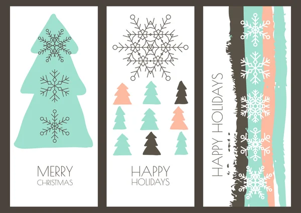 Set of vector hand drawn Christmas or New Year greeting cards. L — Stock Vector