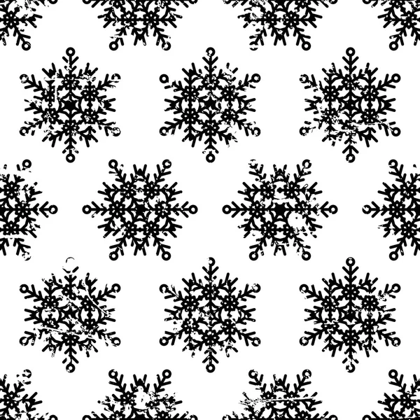 与黑色雪花分离手绘制的矢量无缝模式 — 图库矢量图片