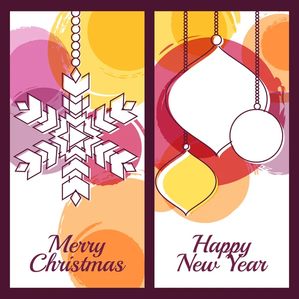 Vectorillustratie van sneeuwvlok, fir tree speelgoed, kerstballen en col — Stockvector