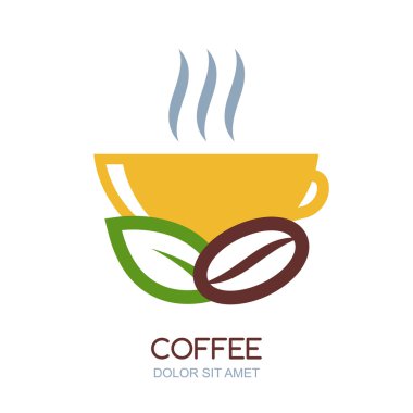 Abstract vector logo design template. Illustration of hot coffee clipart