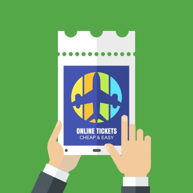 Tablet bilet No rezervasyon web sitesiyle holding Mens eller