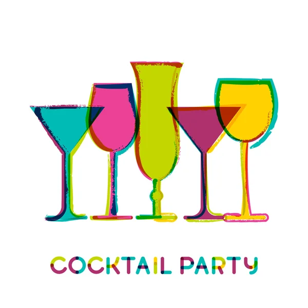 Abstrakt färgglad cocktail glas, vector akvarell bakgrunden — Stock vektor