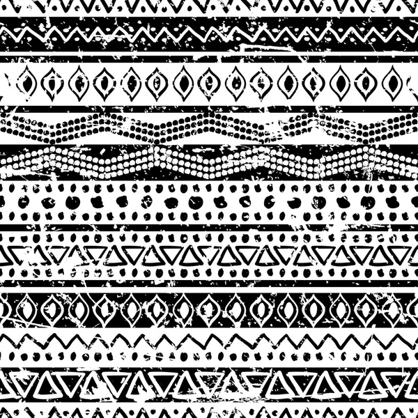 Vector ethnic seamless pattern. Hand drawn tribal striped orname — Stock Vector