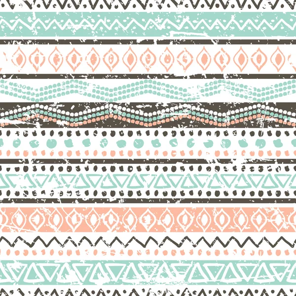 Vector ethnic seamless pattern. Hand drawn tribal striped orname — Stock Vector