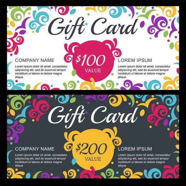 Vector gift voucher or card template with floral background. Dec — Stockvector