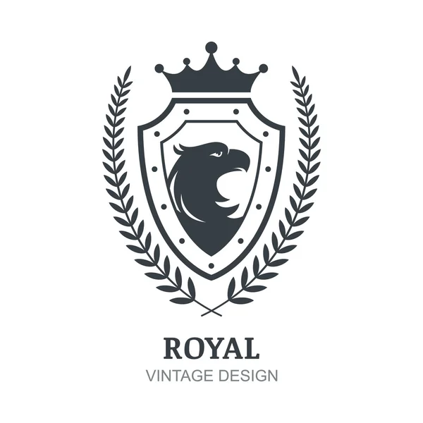 Plantilla de logotipo vectorial. Águila, corona, escudo y laurel rama sym — Archivo Imágenes Vectoriales