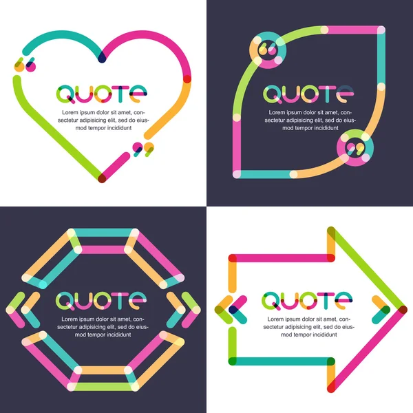 Vector set of quote forms template. Multicolor trendy background — Stok Vektör