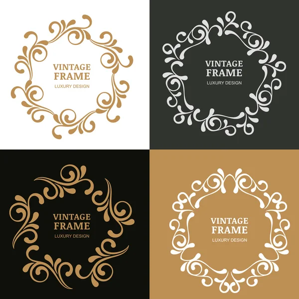Set of vector vintage flourish frames. Ornamental background. — Vettoriale Stock