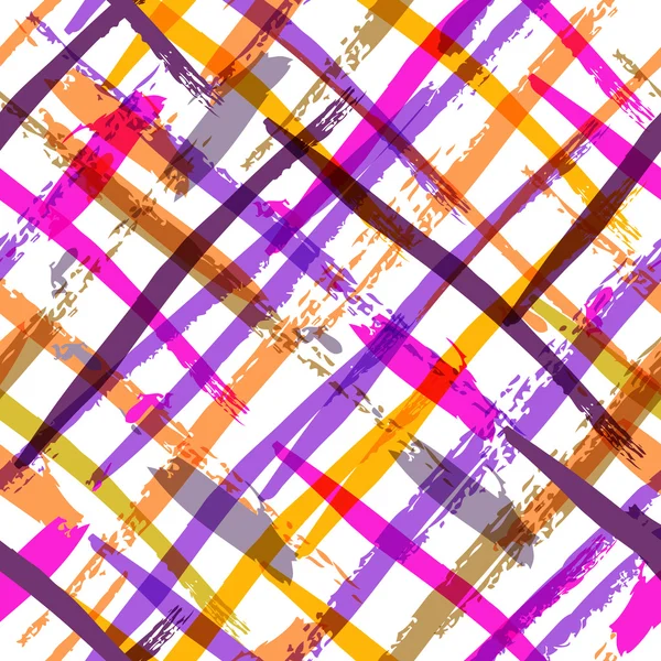 Seamless watercolor bold plaid pattern with colorful diagonal st — ストックベクタ