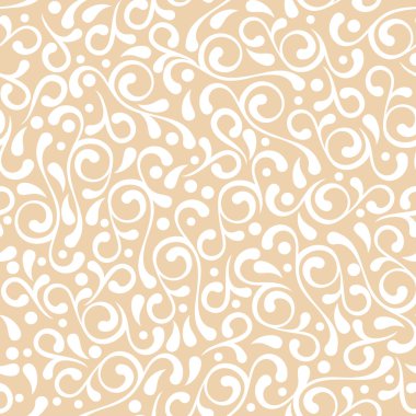 Vector seamless pastel beige flourish pattern. Vintage decorativ