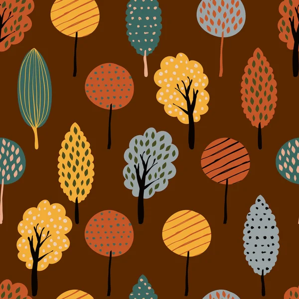 Vector doodle seamless fond avec texture automne jaune et — Image vectorielle