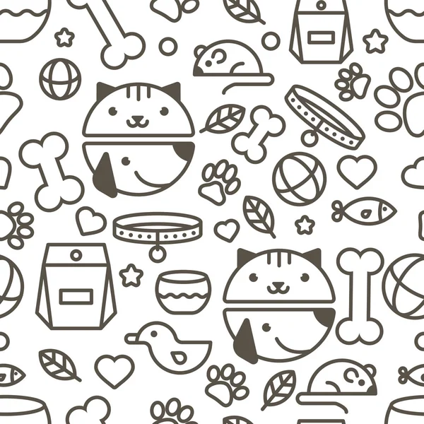 Modèle seamless Vector avec bouche linéaire du chat et de chien, de marchandises — Image vectorielle