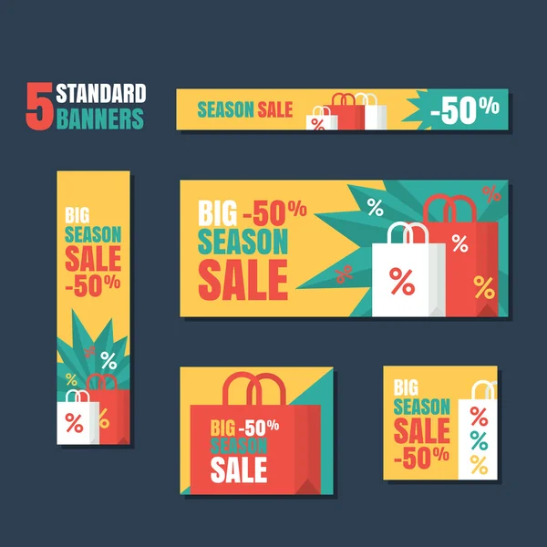 Set of standard vector banners template. Season sale background, — Stok Vektör