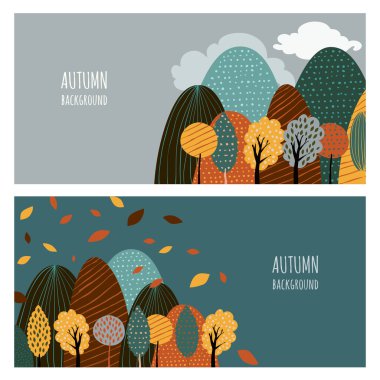 Set of vector horizontal banners with place for text.
