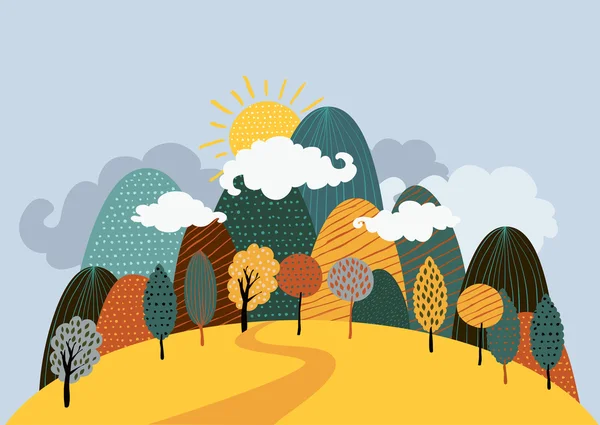 Vector autumn landscape background. — 스톡 벡터