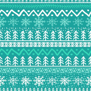 Vector seamless hand drawn pattern in turquoise blue and white c