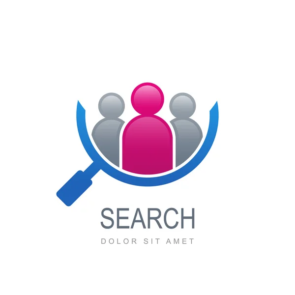 Abstract people silhouette in magnifier shape.